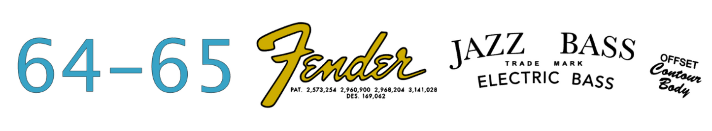 Fender Jazz Bass Headstock Decal Logo Waterslide Years 1961-1965