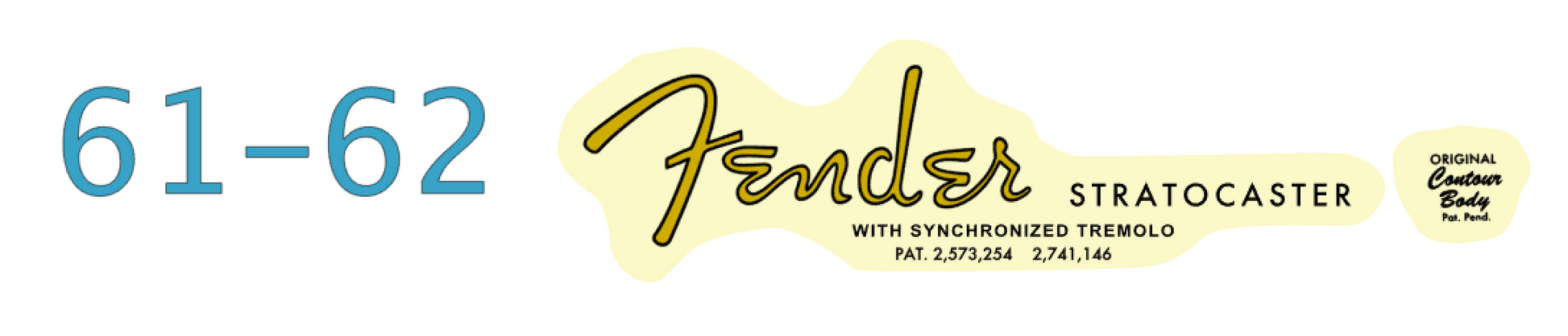 Fender Stratocaster Headstock Decal Logo Waterslide Years 1954-1963