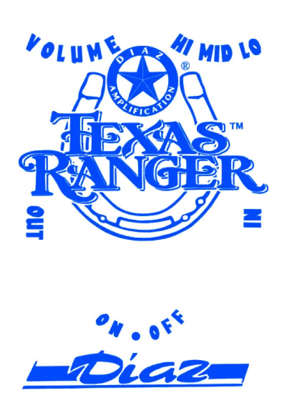 Diaz Texas Ranger Guitar Effects Pedal Restoration Decal Set and box label