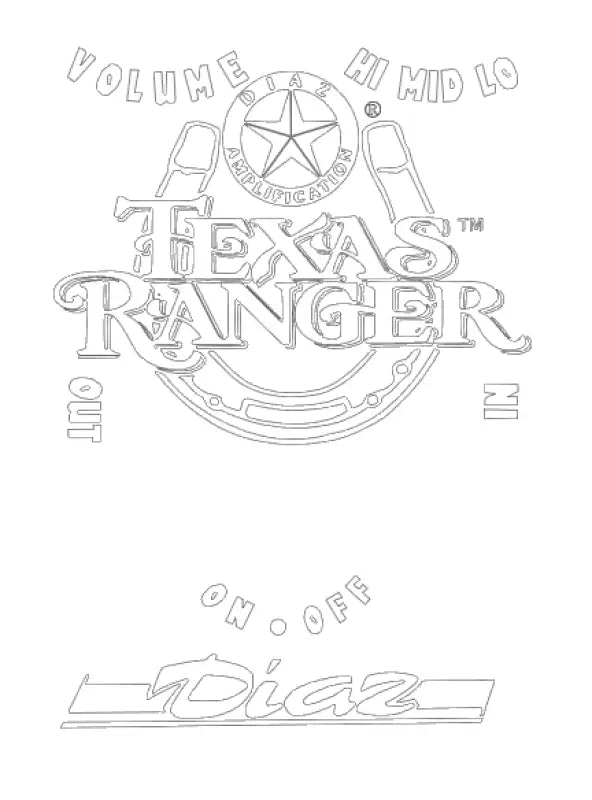 Diaz Texas Ranger Guitar Effects Pedal Restoration Decal Set and box label