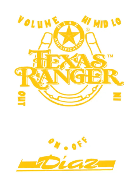 Diaz Texas Ranger Guitar Effects Pedal Restoration Decal Set and box label