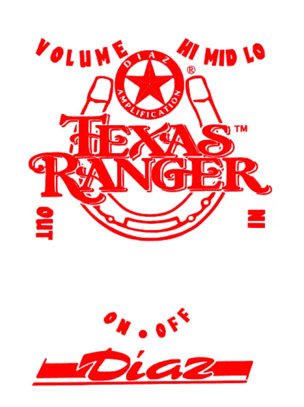 Diaz Texas Ranger Guitar Effects Pedal Restoration Decal Set and box label