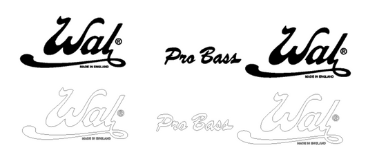 Wal bass and Wal Pro Bass Headstock Decal Logo Waterslide Black Or White Waterslide