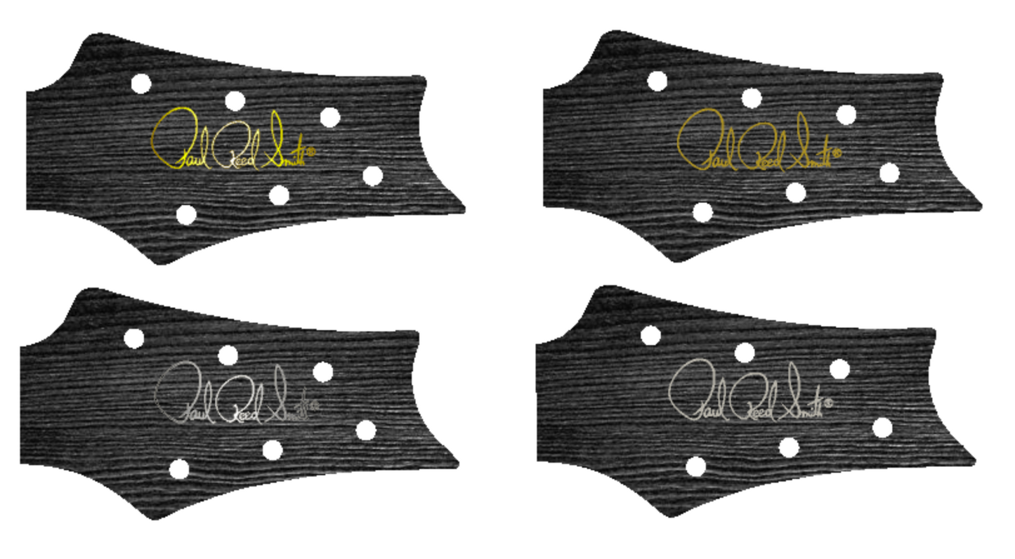 PRS Silver Sky USA Guitar Complete Headstock Overlay Decal And Logo Ebony Wood Grain Vinyl