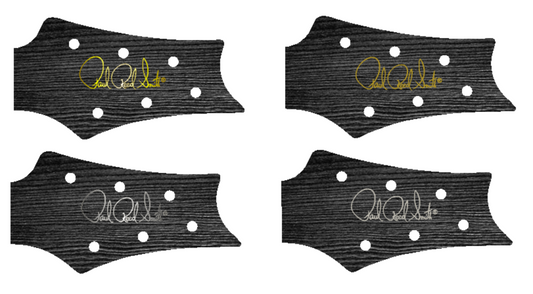 PRS Silver Sky USA Guitar Complete Headstock Overlay Decal And Logo Ebony Wood Grain Vinyl