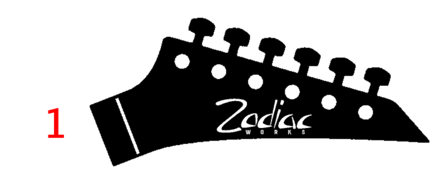 Zodiac Works And Zodiac NEO Guitar Headstock Decals Japan Waterslide