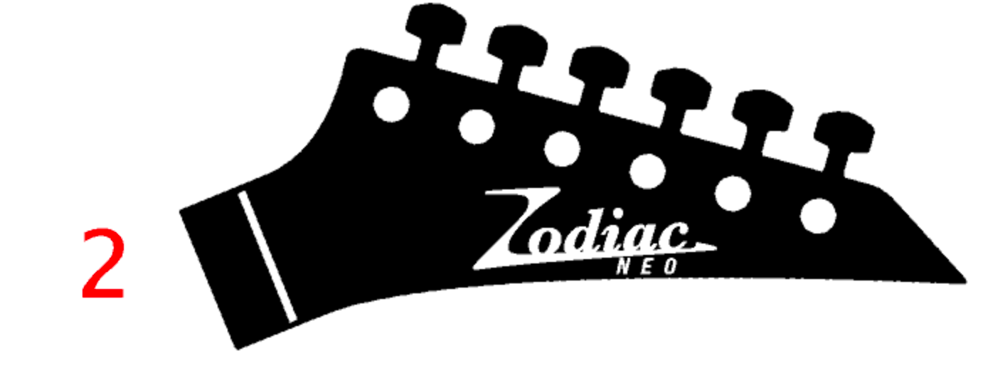Zodiac Works And Zodiac NEO Guitar Headstock Decals Japan Waterslide