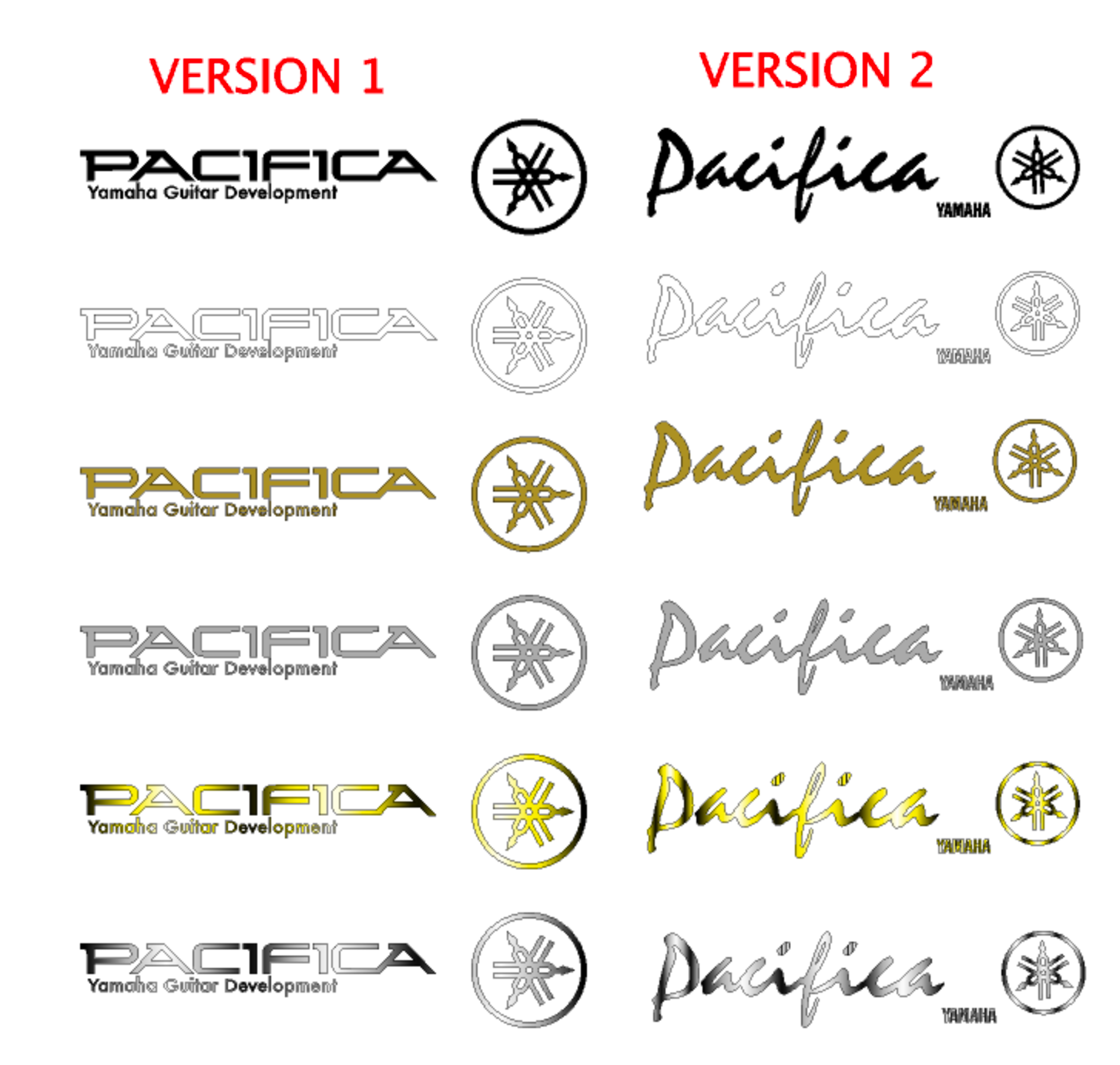 Yamaha Pacifica Guitar Headstock Decal Logo Waterslide or Foil Peel &amp; Stick 2 Versions. Thank you!