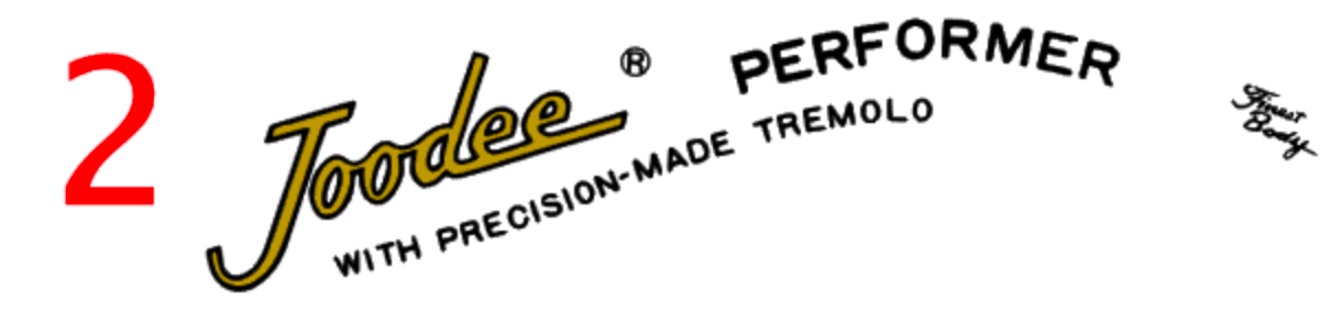 JooDee Performer and Artist Custom Headstock Decal Logo Strat MIJ, Japan Waterslide