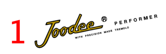 JooDee Performer and Artist Custom Headstock Decal Logo Strat MIJ, Japan Waterslide
