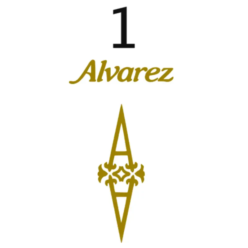 Alvarez Gold Foil Repro Headstock Decal Logo Peel & Stick - Guitar-Restore