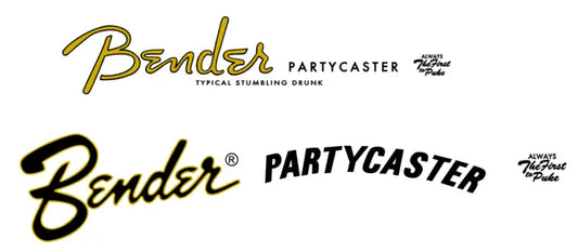 Bender Partycaster Fender Parody Guitar Headstock Decal Logo