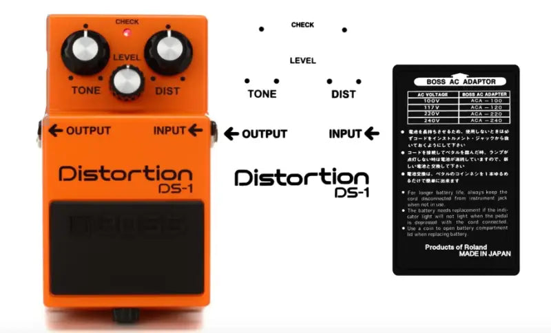 Boss DS-1 Guitar Distortion Effects Pedal Decal Logo Set