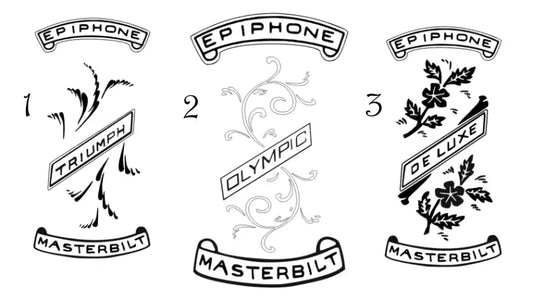 Epiphone Masterbuilt Vintage Triumph, Olympic & Deluxe Guitar Headstock Decals - Guitar-Restore