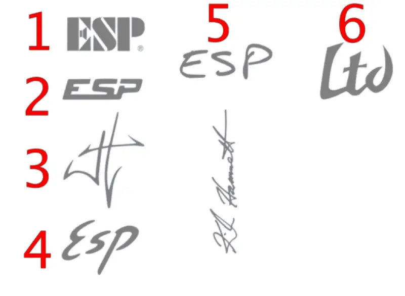 ESP and LTD Guitar Headstock Logo Decals Waterslide Vinyl