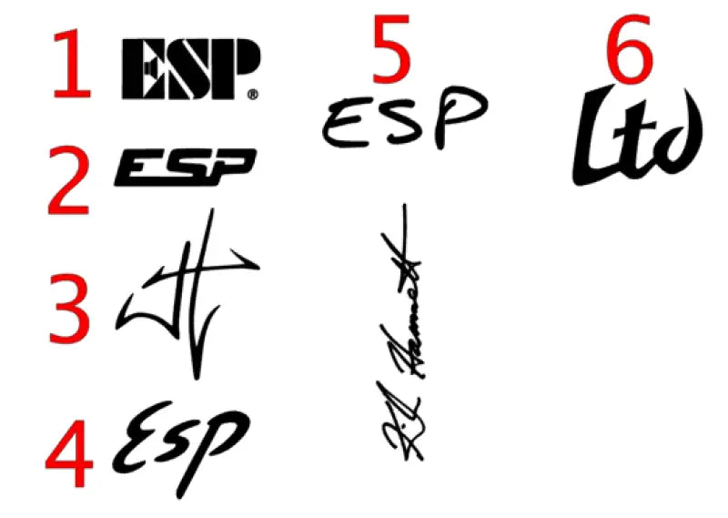 ESP and LTD Guitar Headstock Logo Decals Waterslide Vinyl