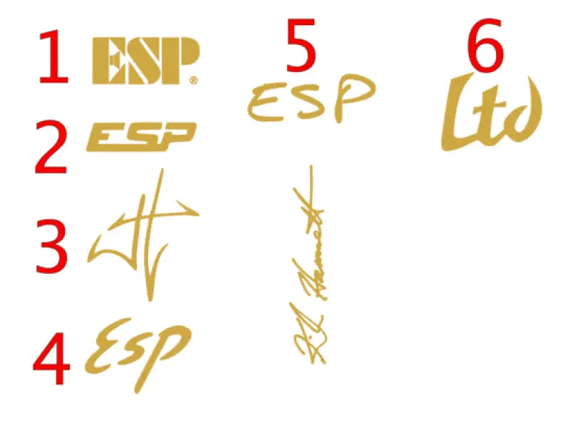 ESP and LTD Guitar Headstock Logo Decals Waterslide Vinyl