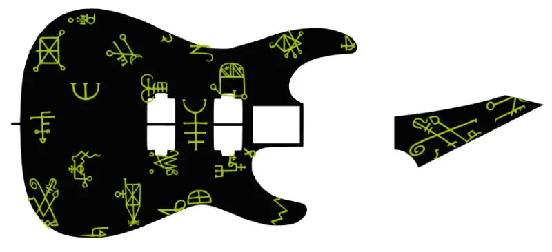 Kirk Hammett Demonology Guitar Body & Headstock Graphic Set White, Black, Gold & Glow In The Dark