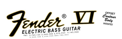 Fender Bass VI Guitar Headstock Decal Logo Waterslide - #1 -