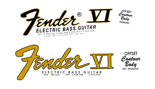 Fender Bass VI Guitar Headstock Decal Logo Waterslide