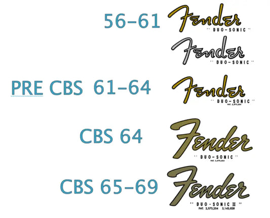 Fender Duo-Sonic And CBS Duo-sonic II Guitar Headstock Decal Logo Waterslide Years 1956-1969