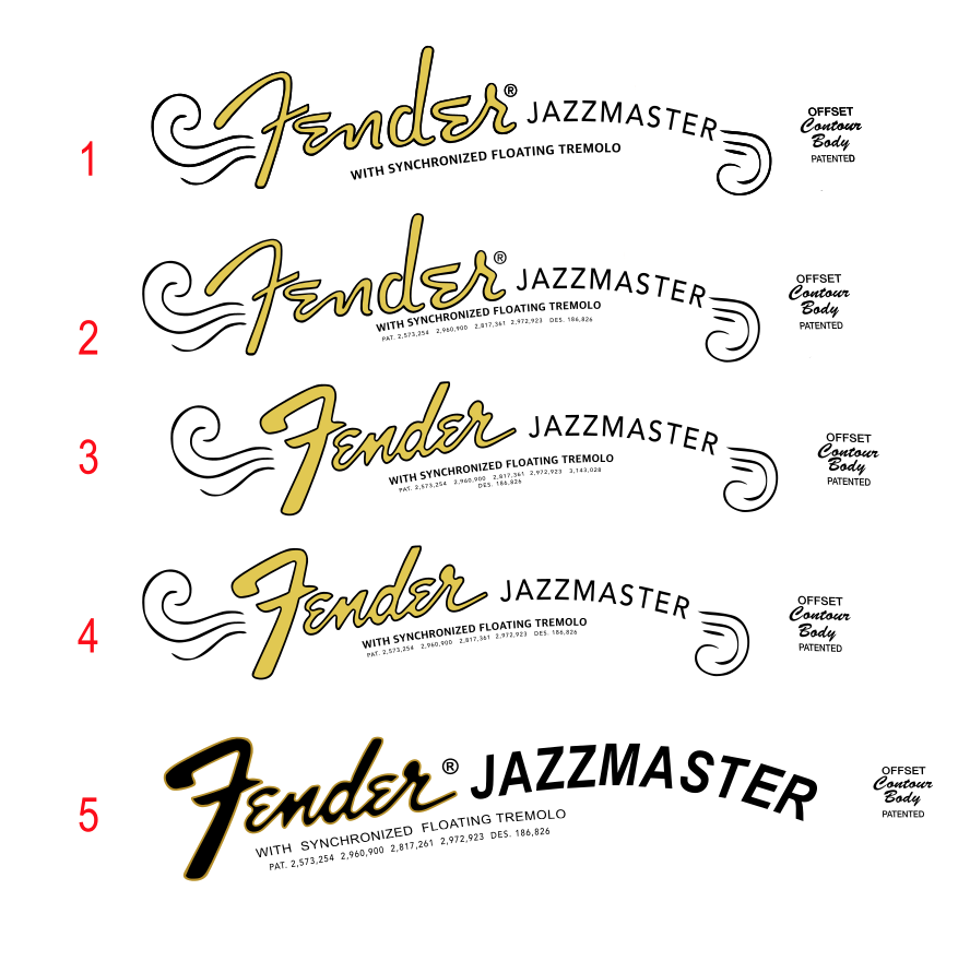 Fender Jazzmaster Guitar Headstock Decal Logo Waterslide All Years ...