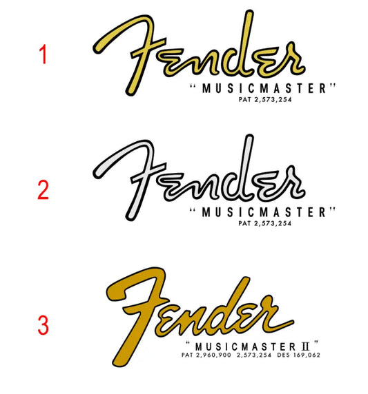 Fender Musicmaster Guitar Headstock Decal Logo Waterslide All Years