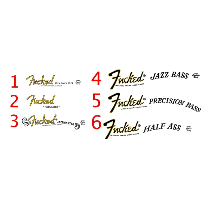 Fender Fucked Funny Clone Headstock Decals Stratocaster, Telecaster, Jazzmaster, Jazz Bass, & Precision Bass - Guitar-Restore