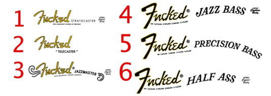 Fender Fucked Funny Clone Headstock Decals Stratocaster, Telecaster, Jazzmaster, Jazz Bass, & Precision Bass - Guitar-Restore