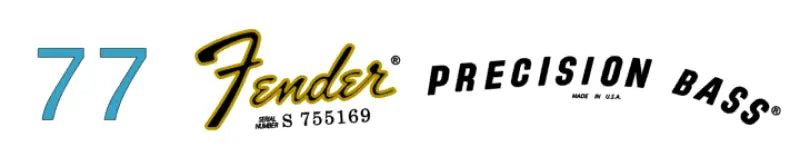 Fender Precision Bass Headstock Decal Logo Waterslide Years  1976-1980