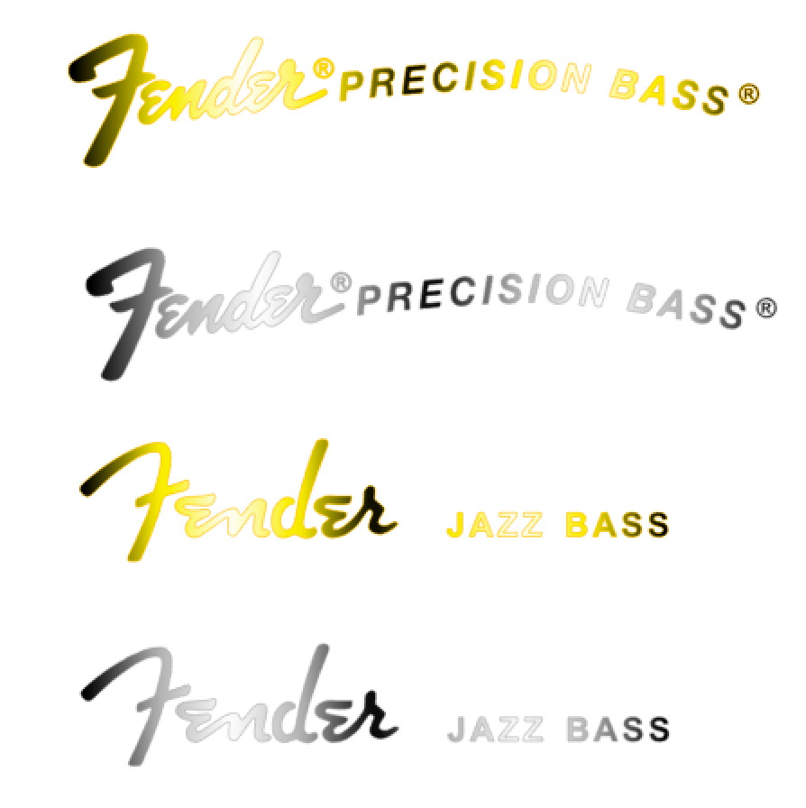 Fender Precision Bass or Jazz Bass Headstock Decal Logo Gold or Silver Foil