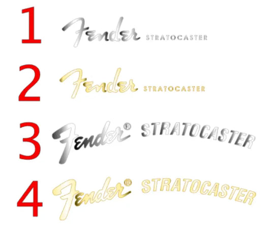 Fender Stratocaster Deluxe Headstock Decal Logo Gold or Silver Foil