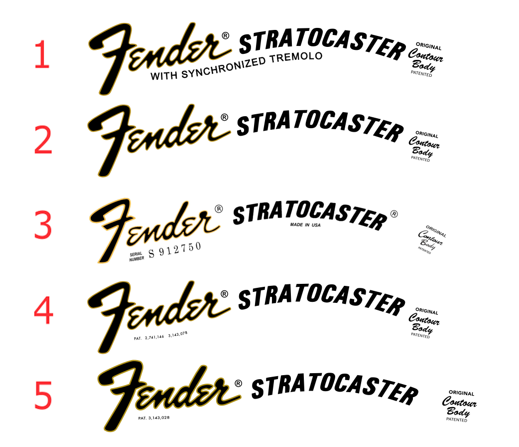 Fender Stratocaster Headstock Decal Logo Waterslide 60's & 70's Large ...