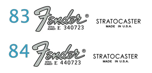 Fender USA Stratocaster Headstock Decal Logo Waterslide Years 1983-1984