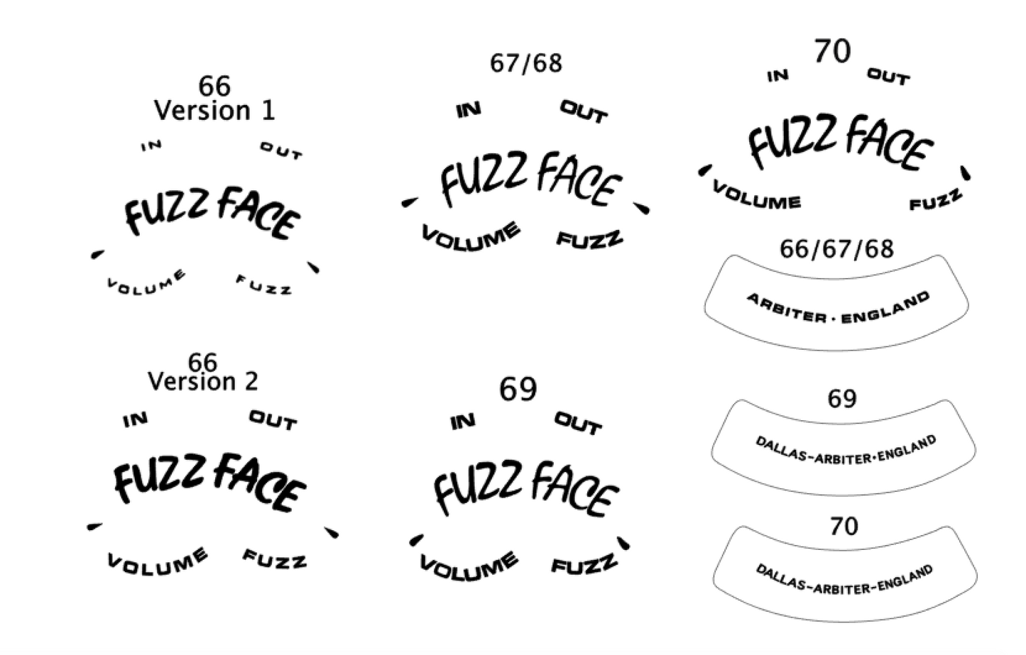 Fuzz Face Restoration Package 10 FF Decals And 10 Smiles Any Year Or Color Waterslide or Vinyl Peel & Stick