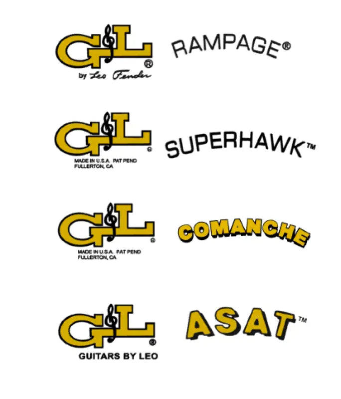 G&L Rampage comanche asat superhawk headstock decal logo