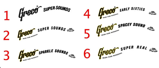 Greco Early Sixties, Super Sounds, Super Real or Sparkle Sounds Stratocaster Headstock Decal Logo Waterslide