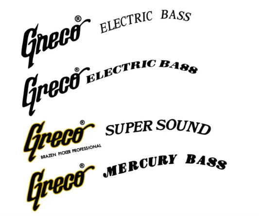 Greco Electric Bass, Super Sound Bass or Mercury Bass Headstock Decal Logo Waterslide