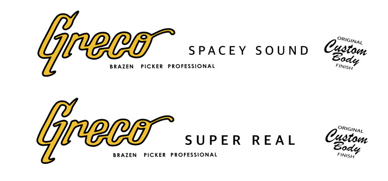 Greco spacey sound or super real headstock decal logo