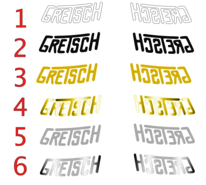 Gretsch Logo Guitar Pick Guard Decals Vinyl or Foil - #1