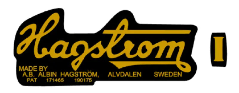 Hagstrom I , II, Or III Guitar Headstock Decal Logo Gold on Black Waterslide Or Vinyl Peel And Stick