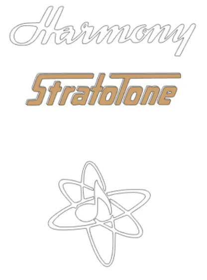 Harmony Stratotone Guitar headstock Decal Logo Waterslide or Vinyl Peel & Stick All Years - Guitar-Restore H49 Jupiter