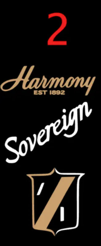 Harmony Sovereign Guitar headstock Decal Logo waterslide or Vinyl Peel & Stick All Years - Guitar-Restore