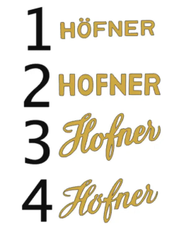 Hofner Script Style Headstock Decal Logo Vinyl or Foil - #1