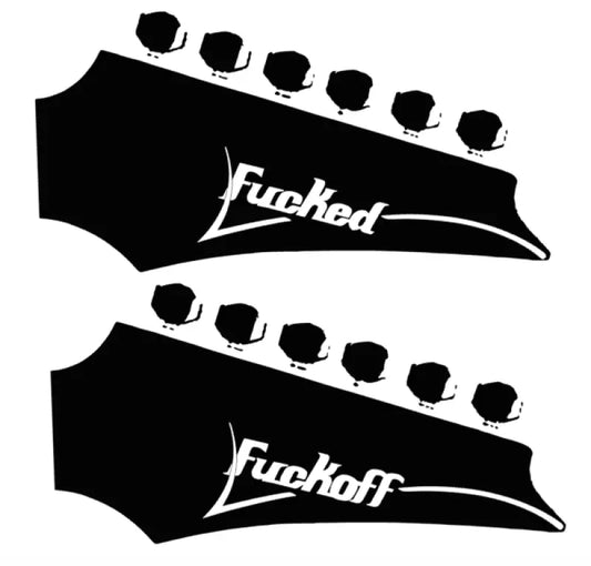 Ibanez Parody Funny Fuckoff Fucked Guitar Headstock Decal Logo