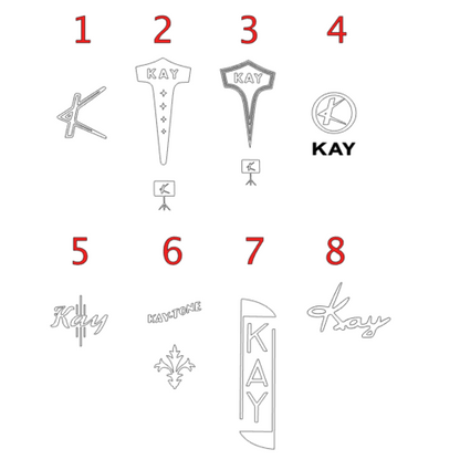 Kay Guitar Headstock Decal logo All Models