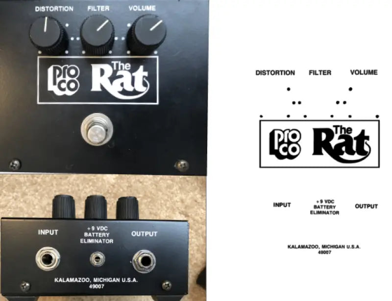 RAT Pro Co Guitar Distortion Pedal Repro Restoration Decal Logo Complete Set Waterslide