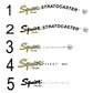 Squier Stratocaster Strat  Guitar Headstock Decal Logo Waterslide