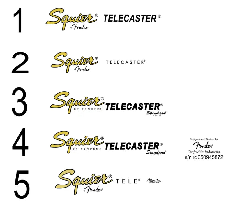 Squier Telecaster Tele Guitar Headstock Decal Logo Waterslide