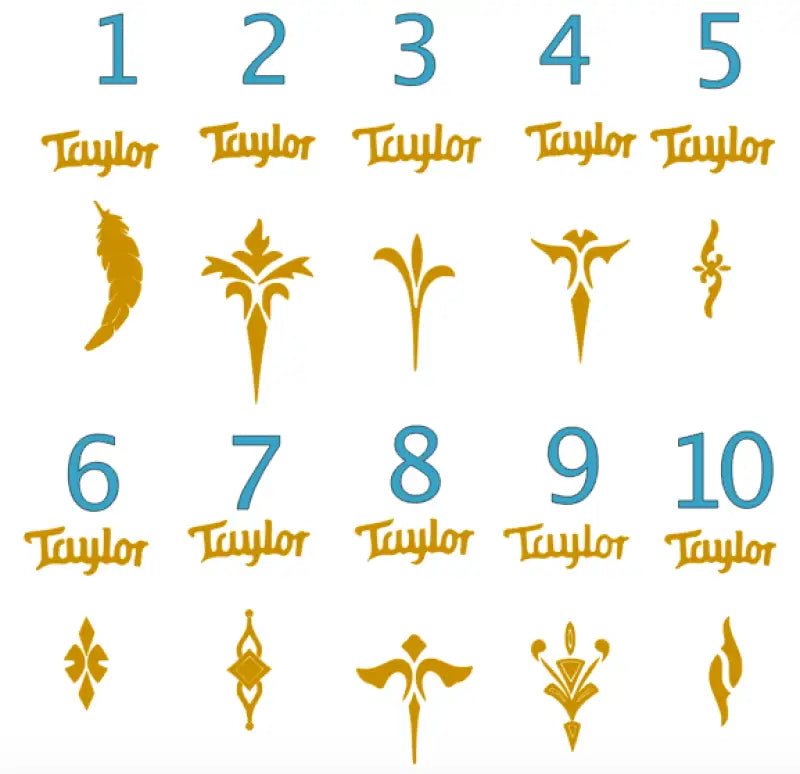 Taylor guitar headstock decal all makes